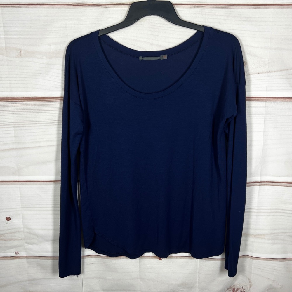 Feel The Piece Terre Jacobs Scoop Neck Top Women M L Blue Long Sleeve‎ Modal Top